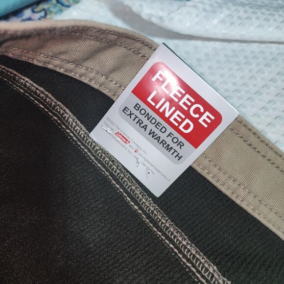 COLEMAN NWT MENS SIZE 40W x 32L STRETCH FLEECE LINED KHAKI LINED PANTS - Picture 4 of 13